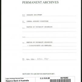 Research Department - General Economic Conditions - Meetings of the University Economists - University Economists' Meeting - Correspondence and Memoranda - November 1954 - April 1955