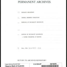 Research Department - General Economic Conditions - Meetings of the University Economists - University Economists' Meeting - Papers Presented - November - December  1954