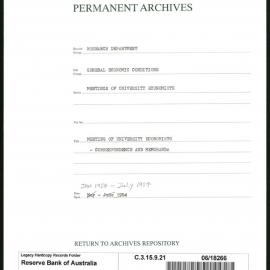 Research Department - General Economic Conditions - Meetings of the University Economists - University Economists' Meeting - Correspondence and Memoranda - January - July 1954