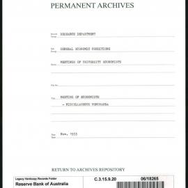 Research Department - General Economic Conditions - Meetings of the University Economists - Meeting of Economists - Miscellaneous Memoranda - November 1953