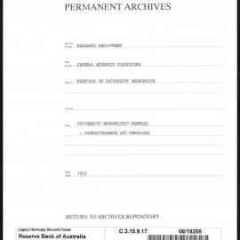 Research Department - General Economic Conditions - Meetings of the University Economists - University Economists' Meeting - Correspondence and Memoranda - 1953