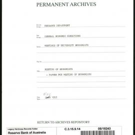 Research Department - General Economic Conditions - Meetings of the University Economists - Meeting of Economists - Papers Prepared for the Meeting - May - June 1953