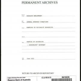 Research Department - General Economic Conditions - Meetings of the University Economists - Meeting of Economists - Economists' Document - June 1953