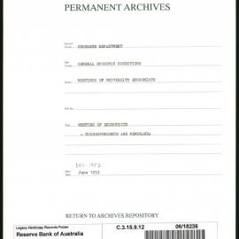 Research Department - General Economic Conditions - Meetings of the University Economists - Meeting of Economists - Correspondence and Memoranda - December 1952 - June 1953