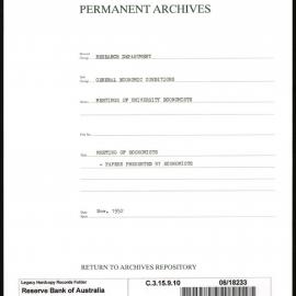 Research Department - General Economic Conditions - Meetings of the University Economists - Meeting of Economists - Papers Presented by the Economists - November 1952
