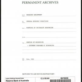 Research Department - General Economic Conditions - Meetings of the University Economists - Meeting of Economists - Documents Prepared by the Economists - November - December 1952