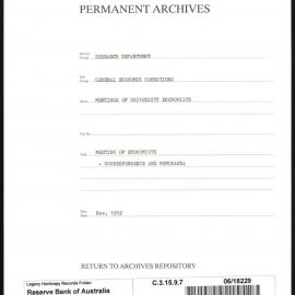Research Department - General Economic Conditions - Meetings of the University Economists - Meeting of Economists - Correspondence and Memoranda - 1952 - 1953