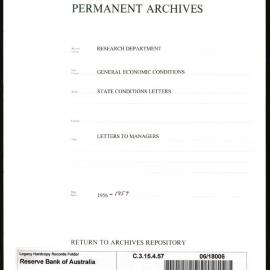 Research Department - General Economic Conditions - State Conditions Letters - To Managers - 1956 - 1957