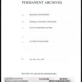 Research Department - General Economic Conditions - State Conditions Letters - To Managers - January - November 1955