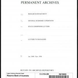 Research Department - General Economic Conditions - State Conditions Letters - To Managers - March 1948 - November 1954