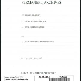 Research Department - General Economic Conditions - State Conditions Letters - Western Australia - File 2 - January 1955 - December 1956