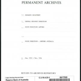 Research Department - General Economic Conditions - State Conditions Letters - Western Australia - File 1 - January 1953 - December 1954