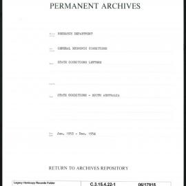 Research Department - General Economic Conditions - State Conditions Letters - South Australia - File 1 - January 1953 - December 1954