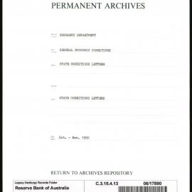 Research Department - General Economic Conditions - State Conditions Letters - October - December 1950