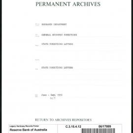 Research Department - General Economic Conditions - State Conditions Letters - June - September 1950