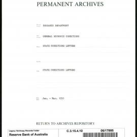 Research Department - General Economic Conditions - State Conditions Letters - January - March 1950