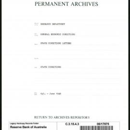 Research Department - General Economic Conditions - State Conditions Letters - April - June 1948