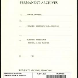 Research Department - Population, Employment and Social Conditions - Transport & Communication - Road Transport - Memoranda - 1951