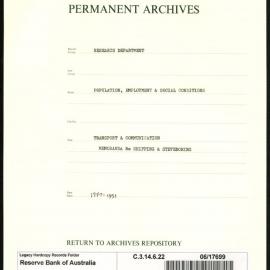 Research Department - Population, Employment and Social Conditions - Transport & Communication - Shipping and Stevedoring - Memoranda - 1947 - 1951