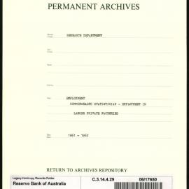 Research Department - Population, Employment and Social Conditions - Employment - Commonwealth Statistician - Employment in Larger Private Factories - 1961 - 1962