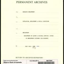 Research Department - Population, Employment and Social Conditions - Employment - Department of Labour & National Service - Confidential Notes on Employment - File 1 - July 1959 - July 1960