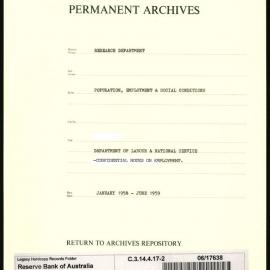 Research Department - Population, Employment and Social Conditions - Department of Labour & National Service - Confidential Notes on Employment - File 2 - January 1958 - June 1959