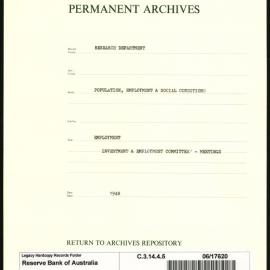 Research Department - Population, Employment and Social Conditions - Employment - Investment & Employment Committee - Meetings - 1948