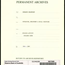 Research Department - Population, Employment and Social Conditions - Building Activity - Costs - 1954 - 1957