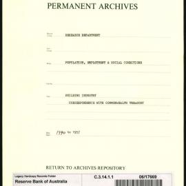 Research Department - Population, Employment and Social Conditions - Building Industry - Correspondence with the Commonwealth Treasury - 1940 - 1957
