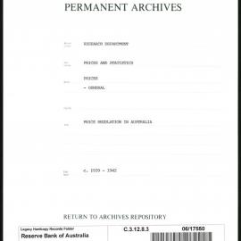 Research Department - Prices & Statistics - General - Regulations in Australia - c.1939 - 1942