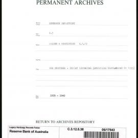 Research Department - Prices & Statistics - Investment and Miscellaneous - War Measures - Import Licensing (Excluding Tabulations to 1939) - 1939 - 1940