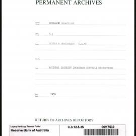 Research Department - Prices & Statistics - Investment and Miscellaneous - National Security (Monetary Control) Regulations - 1939