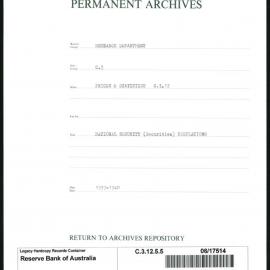 Research Department - Prices & Statistics - Investment and Miscellaneous - National Security (Securities) Regulations - 1939 - 1940