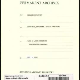 Research Department - Population, Employment and Social Conditions - Wages & Labour Conditions - File 2 - 1937 - 1956