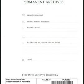 Research Department - General Economic Conditions - National Income - National Savings through Tangible Assets - 1950 - 1958