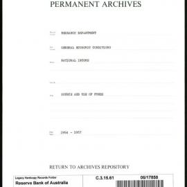 Research Department - General Economic Conditions - National Income - Source and Use of Funds - 1954 - 1957