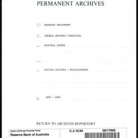 Research Department - General Economic Conditions - National Income - Capital Raisings - Miscellaneous - 1953 - 1954