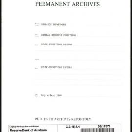 Research Department - General Economic Conditions - State Conditions Letters - July - September 1948