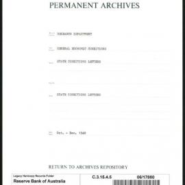 Research Department - General Economic Conditions - State Conditions Letters - October - December 1948