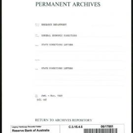Research Department - General Economic Conditions - State Conditions Letters - January - March 1949
