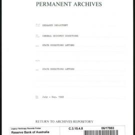 Research Department - General Economic Conditions - State Conditions Letters - July - September 1949