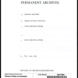 Research Department - General Economic Conditions - State Conditions Letters - October - December 1949