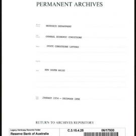 Research Department - General Economic Conditions - State Conditions Letters - New South Wales - January 1954 - December 1956