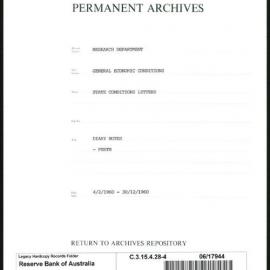 Research Department - General Economic Conditions - State Conditions Letters - Diary Notes - Perth - File 4 - 1960
