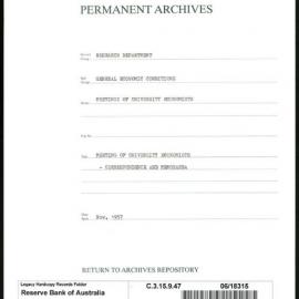 Research Department - General Economic Conditions - Meetings of the University Economists - Correspondence and Memoranda - November 1957 - Janauary 1958