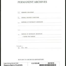Research Department - General Economic Conditions - Meetings of the University Economists - Papers for the Meeting - October - November 1957