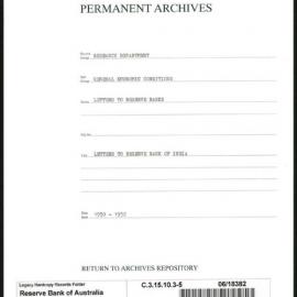 Research Department - General Economic Conditions - Letters to the Reserve Banks - Letters of Reserve Bank of India - File 5 - 1950 - 1952