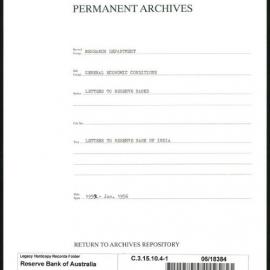 Research Department - General Economic Conditions - Letters to the Reserve Banks - Letters of Reserve Bank of India - File 1 - November 1952 - January 1956