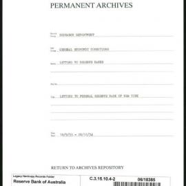 Research Department - General Economic Conditions - Letters to the Reserve Banks - Letters to Federal Reserve Bank of New York - File 2 - 18/9/1933 - 28/11/1934