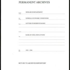 Research Department - General Economic Conditions - Letters to the Reserve Banks - Bank of England Letters - 1935 - 1936